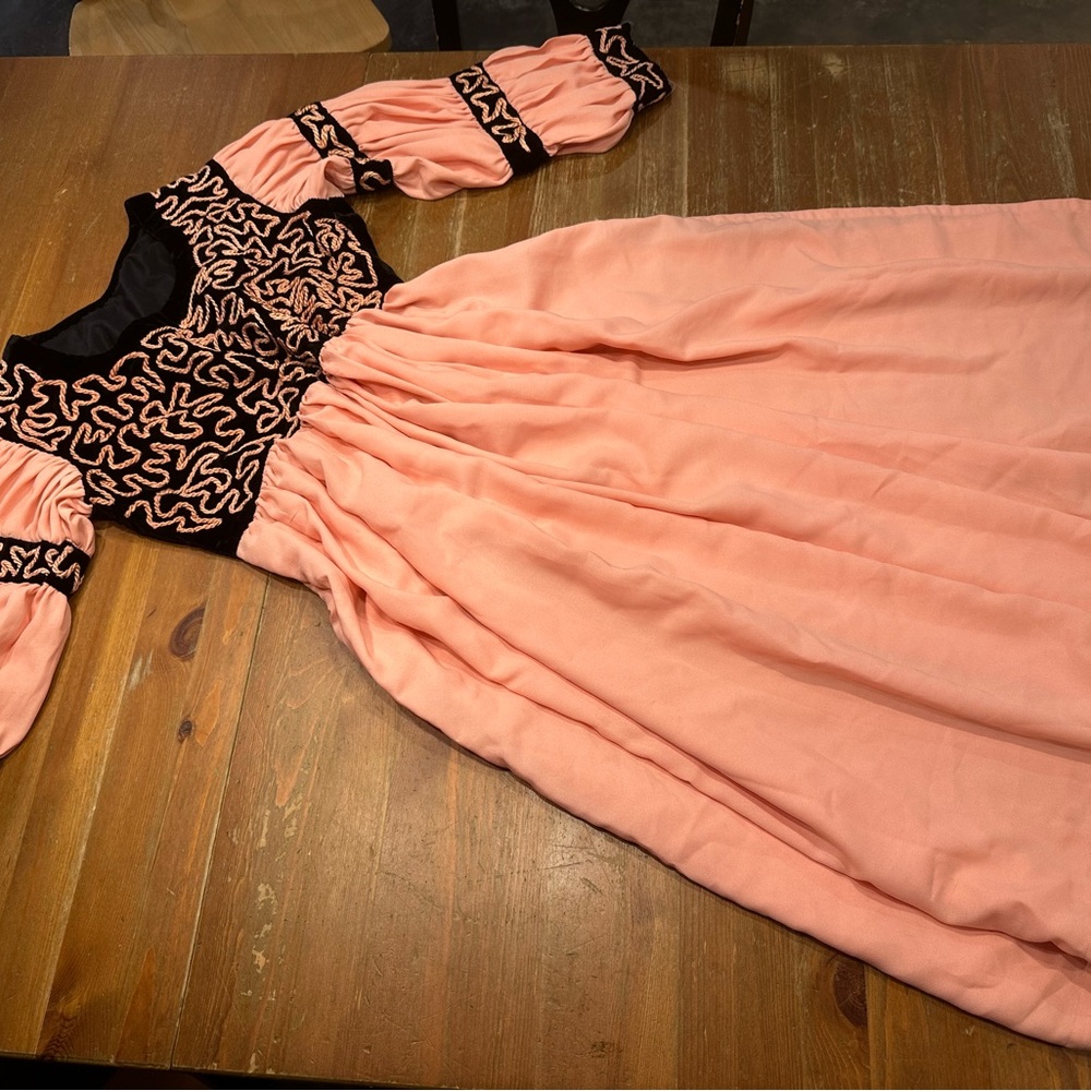Global Traditional Wear Women's Tunic Dress in Peachy Pink and Black